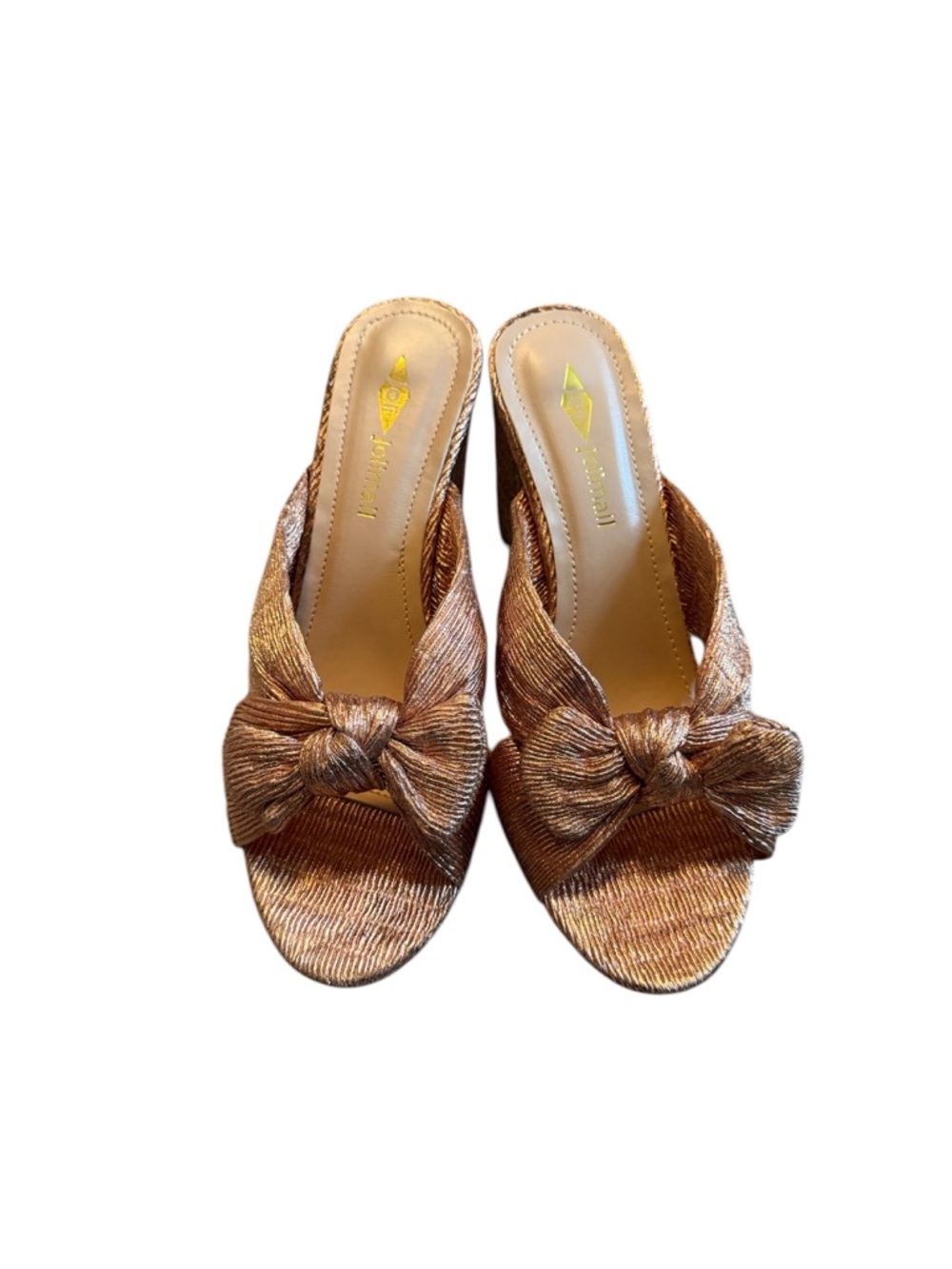 Metallic Bronze Knot-Front Women’s Slide Heels